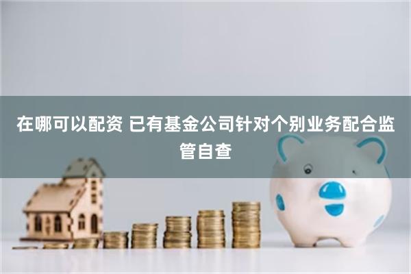 在哪可以配资 已有基金公司针对个别业务配合监管自查