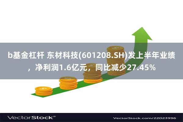 b基金杠杆 东材科技(601208.SH)发上半年业绩，净利润1.6亿元，同比减少27.45%